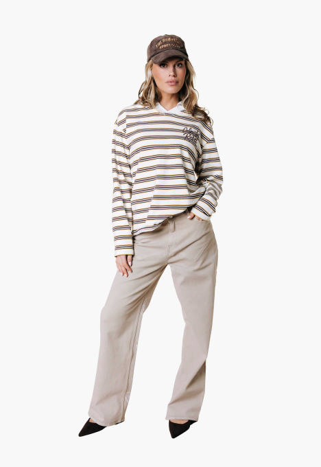 Sport Collar Striped Longsleeve Polo