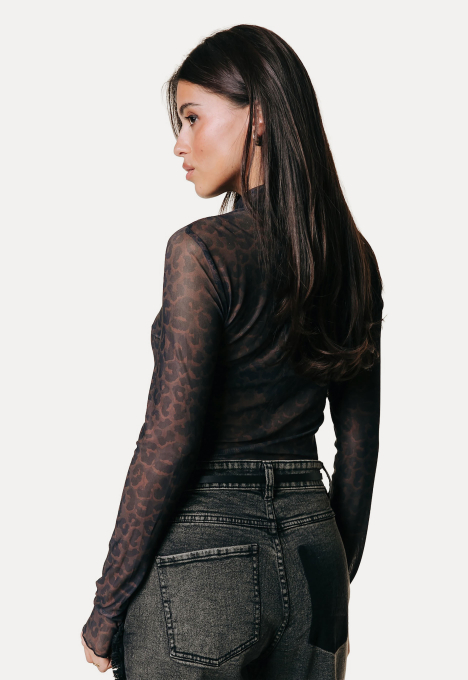 Neyo Leopard Mesh Top