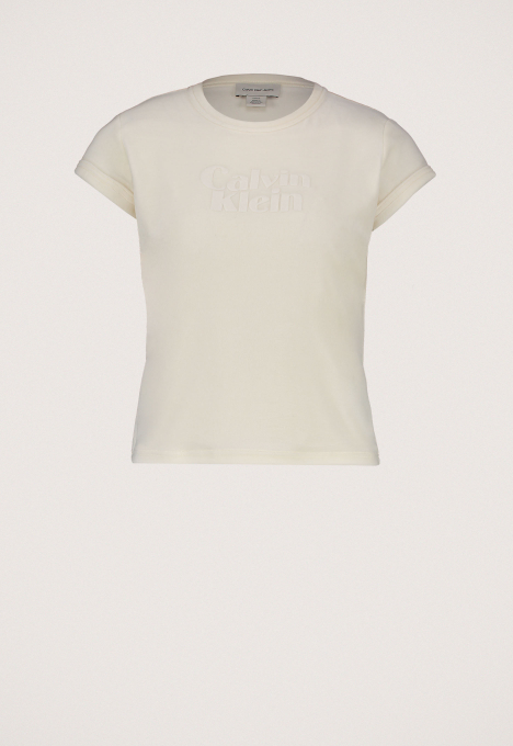 Slim Velours T-Shirt Met Grafisch Logo In Reliëf