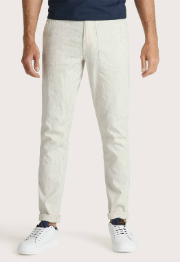 Linen Stripe Stretch Beach Jeans