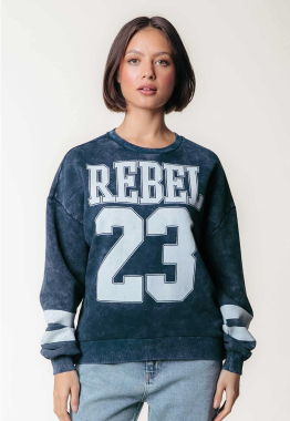  Rebel 23 Acid Wash Dropped Shoulder Sweater