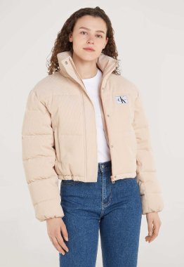 Corduroy Cropped Puffer Jas
