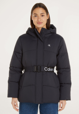 Logo Belt Puffer Jas