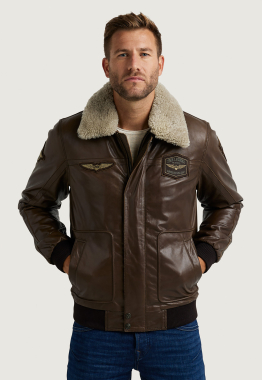 Hudson Buff Leather Bomber Jas