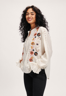 Flower Embroidery Blouse