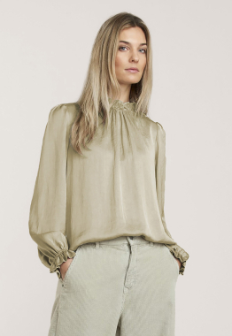 Puffy Sleeves Silky Blouse