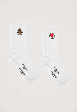 2-Pack Cream / Hearts Sokken