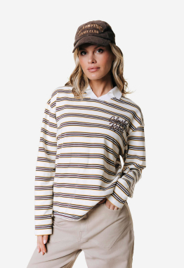 Sport Collar Striped Longsleeve Polo