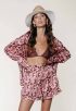 Olet Retro Flower Satin Blouse