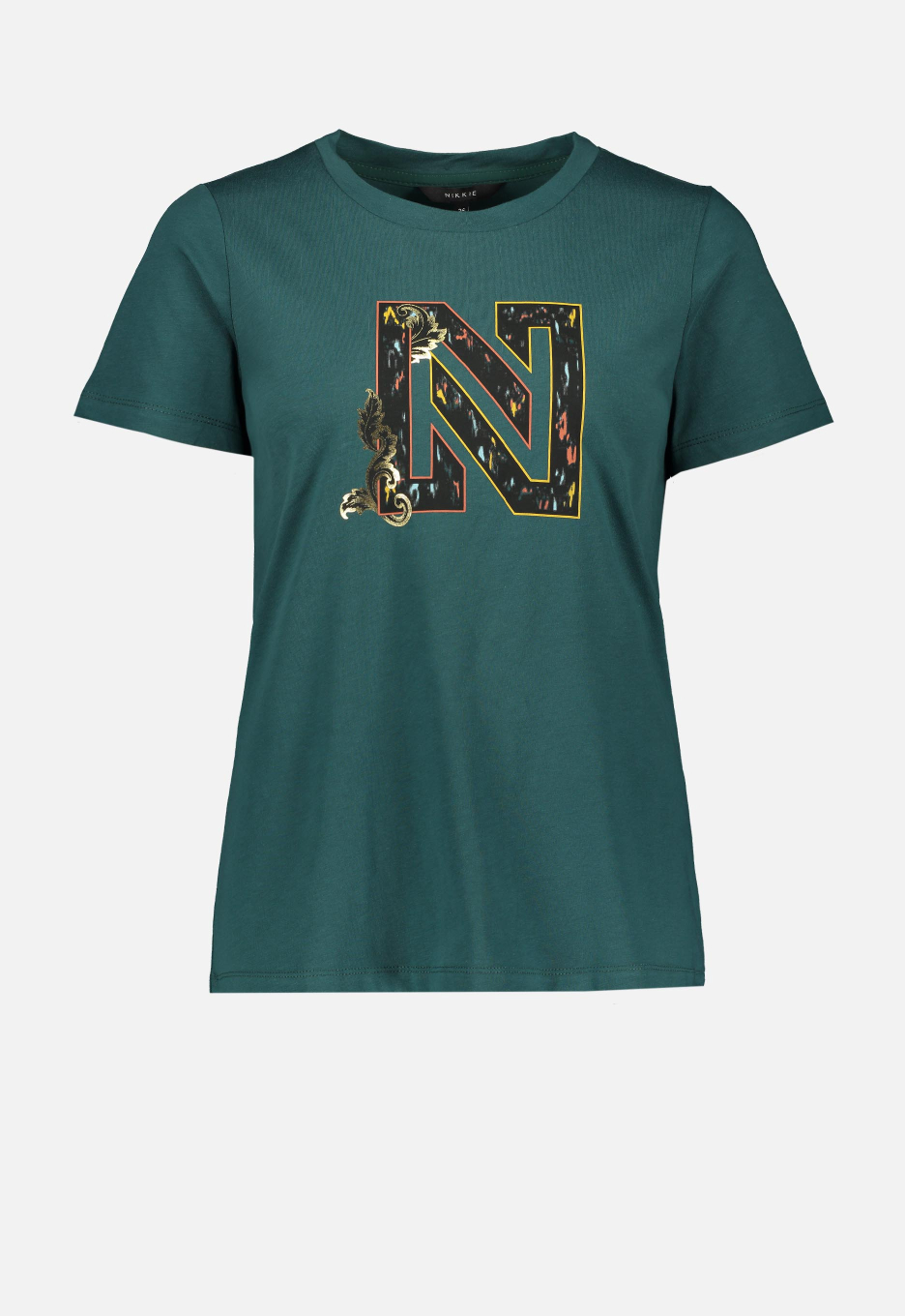 NIKKIE N6 417 Ikat N Logo T shirt Green OPEN32