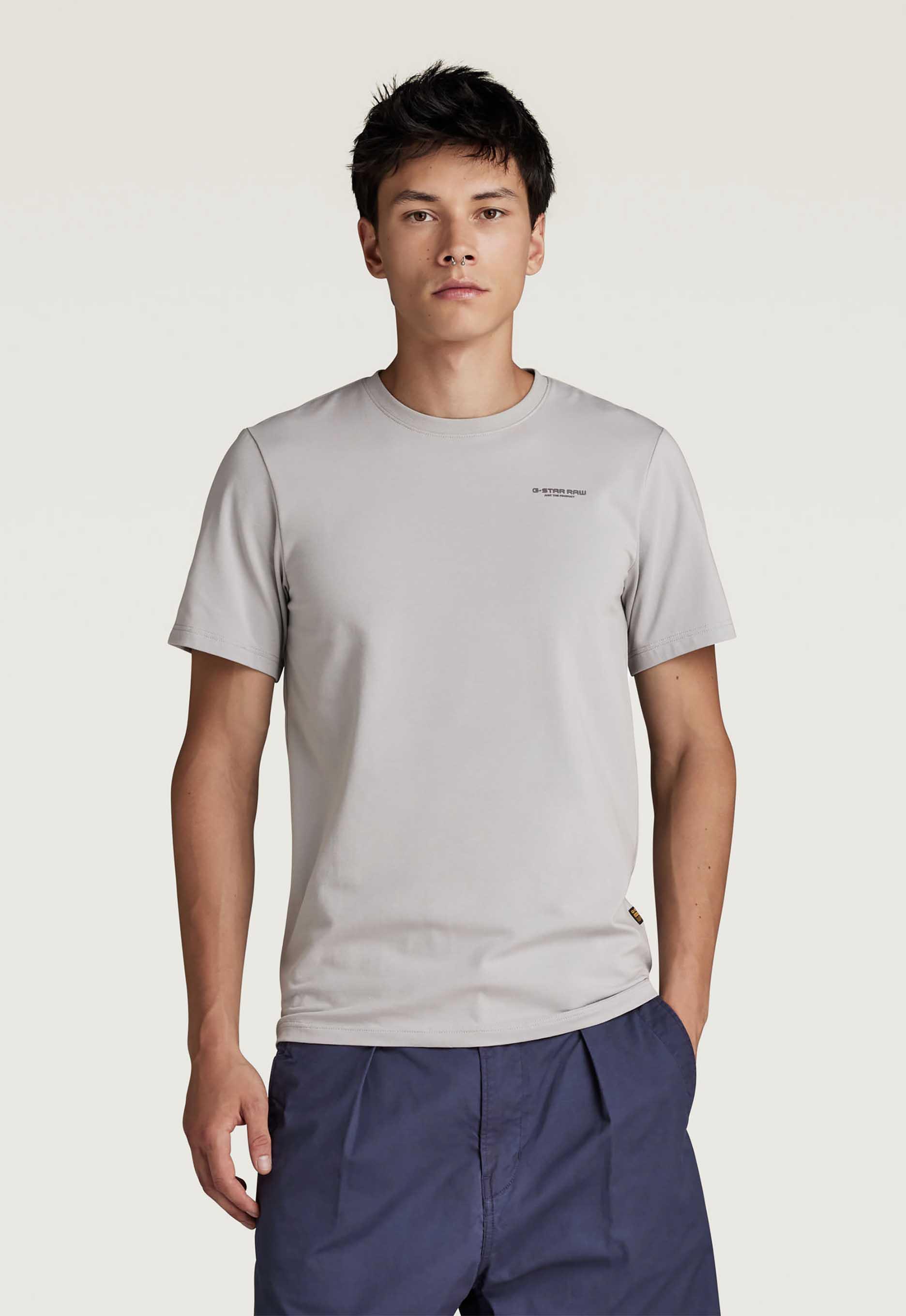 G-STAR RAW Heren Polo's & T-shirts Slim Base R T S s Lichtgrijs