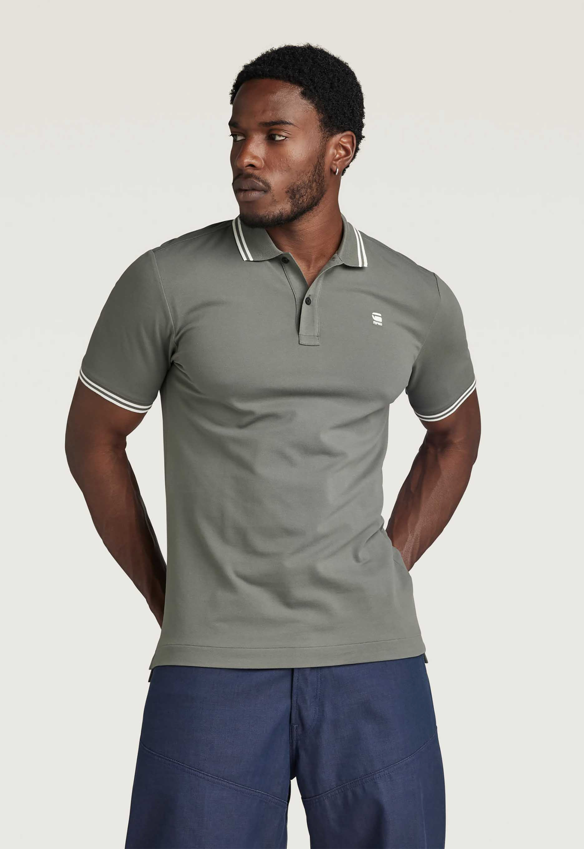 G-Star RAW Dunda Slim Stripe Polo Grijs Heren