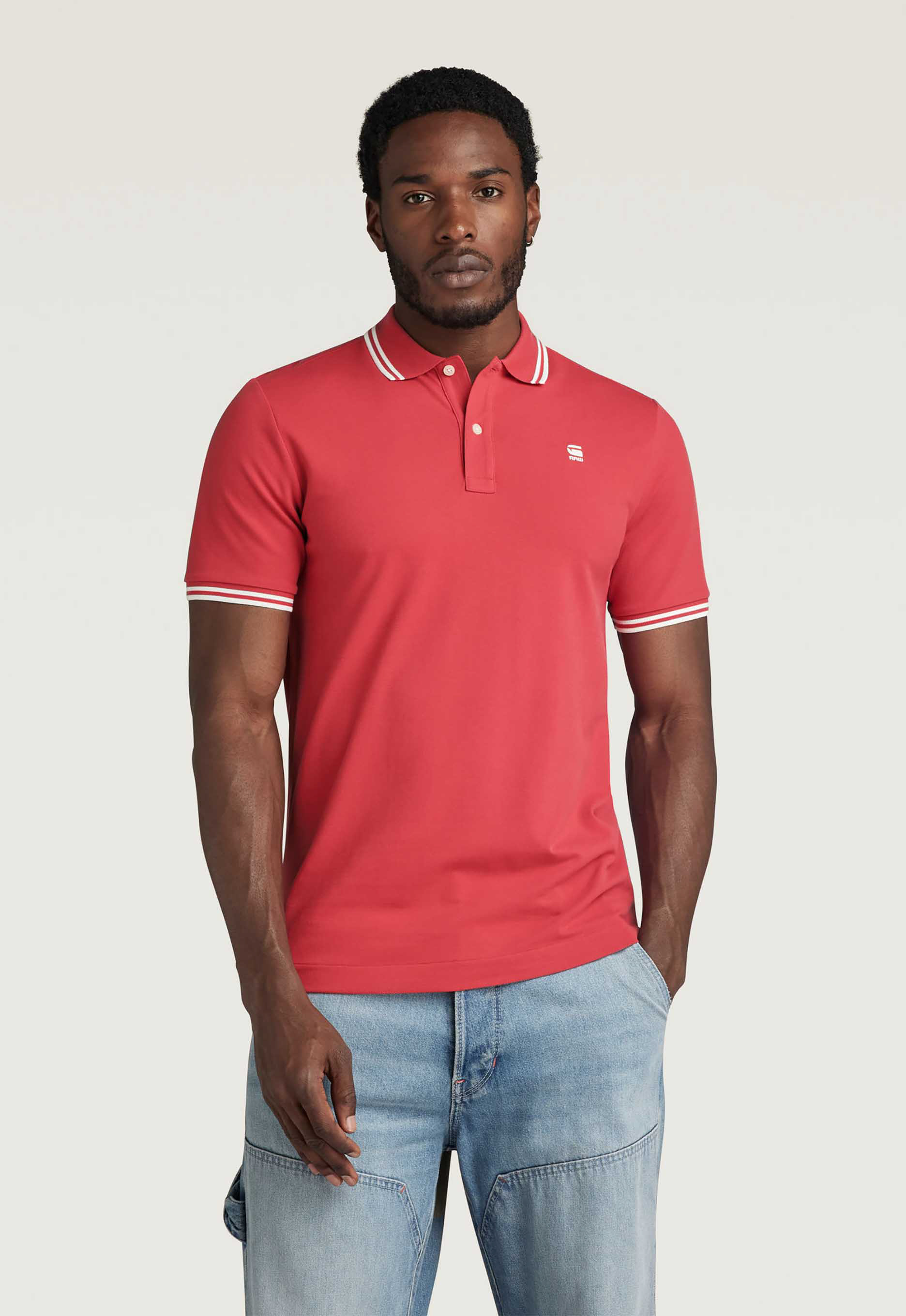 G-Star Slim Stripe Poloshirt met polokraag Red Heren