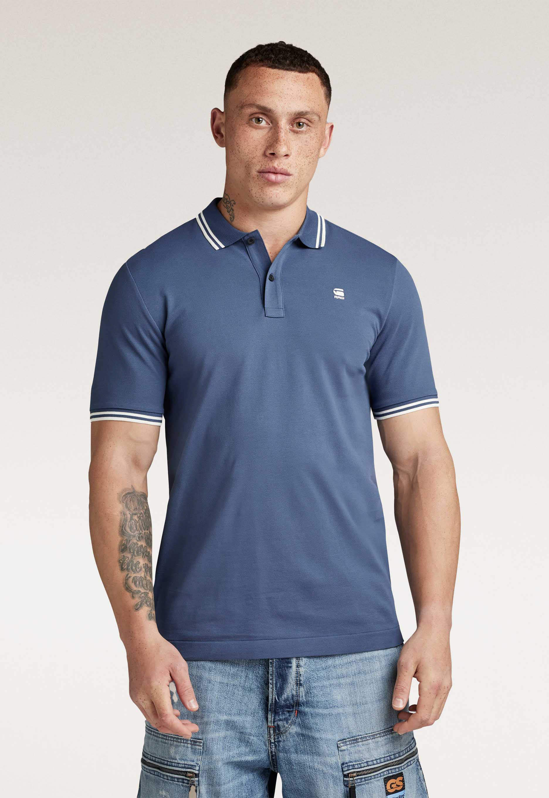 G-Star Slim Stripe Poloshirt met Polokraag Blue Heren