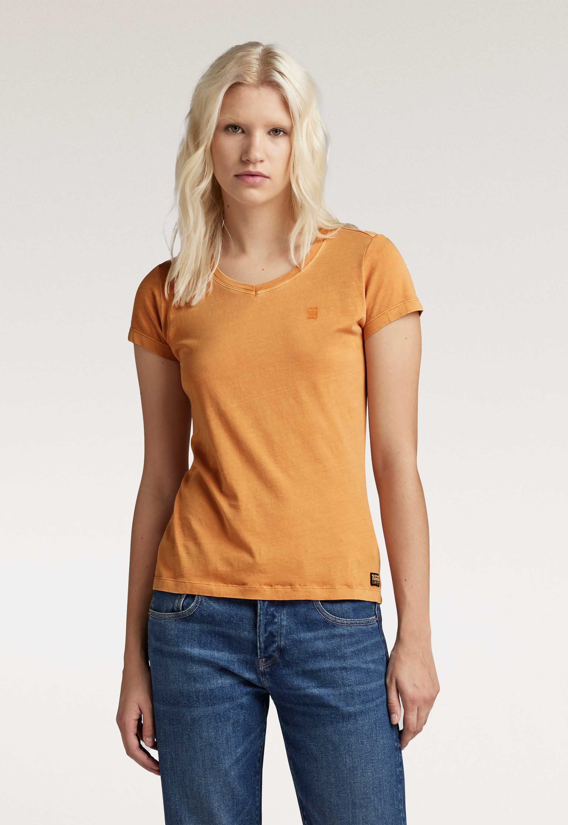 G-Star RAW Overdyed Eyben Slim V-Hals Top 2.0 Oranje Dames