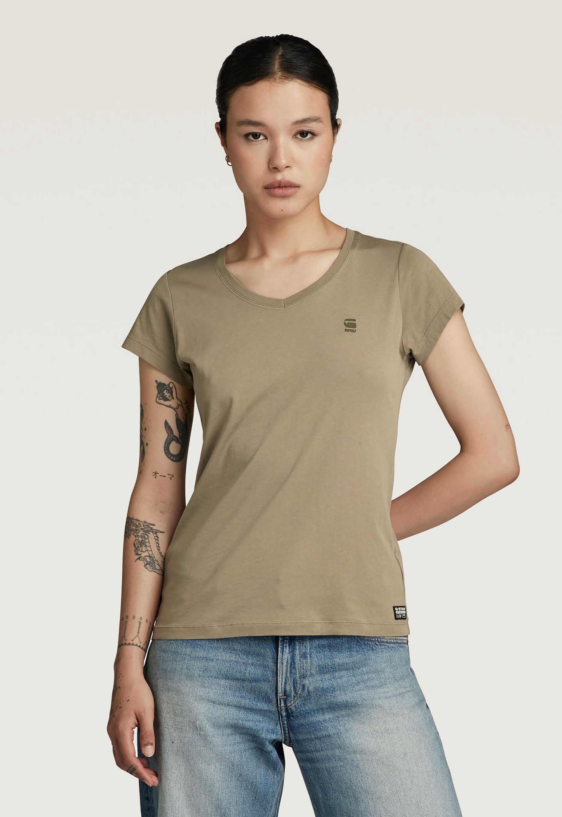 G-Star RAW Eyben Slim V-Hals Top 2.0 Groen Dames
