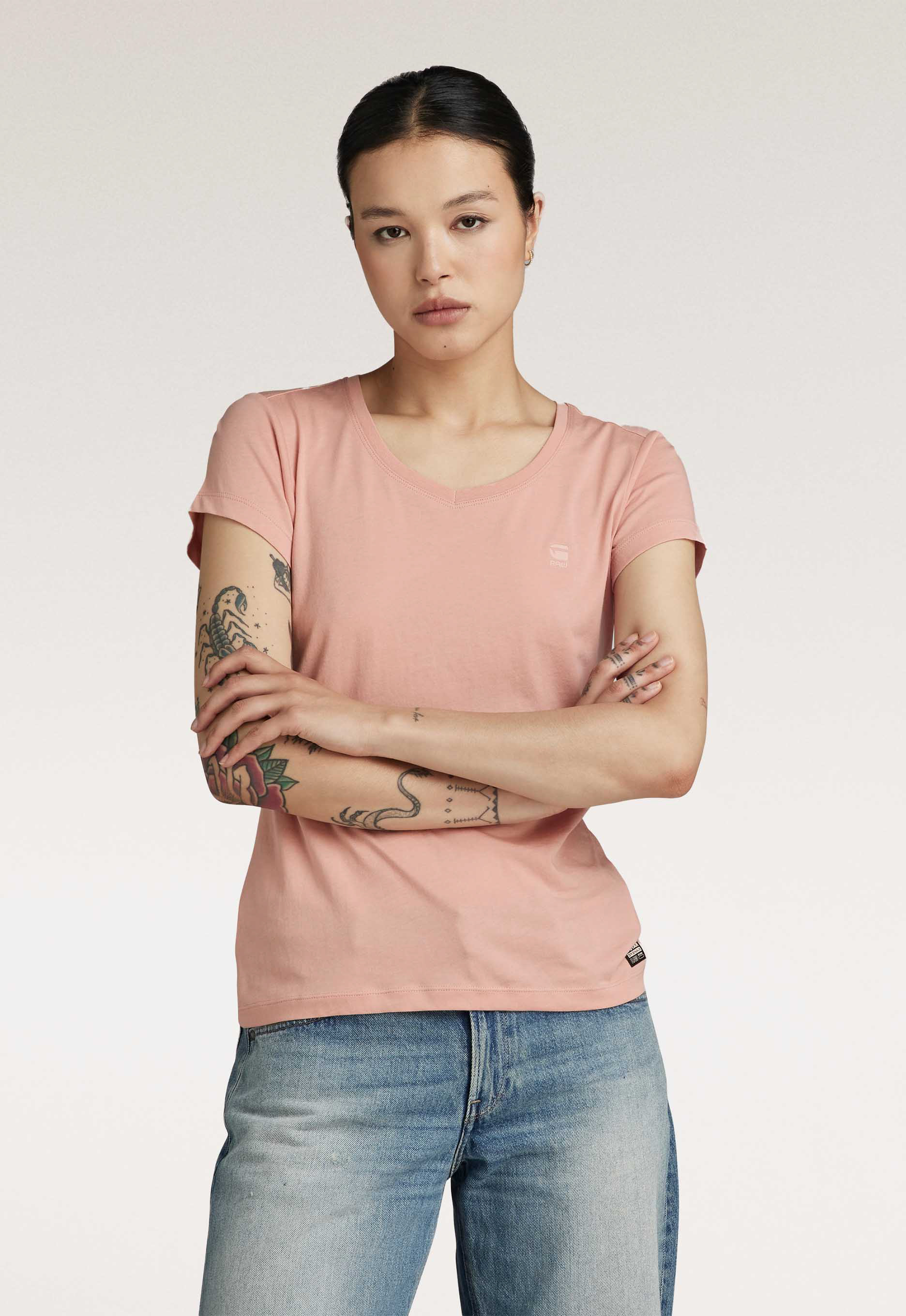 G-Star RAW Eyben Slim V-Hals Top 2.0 Roze Dames