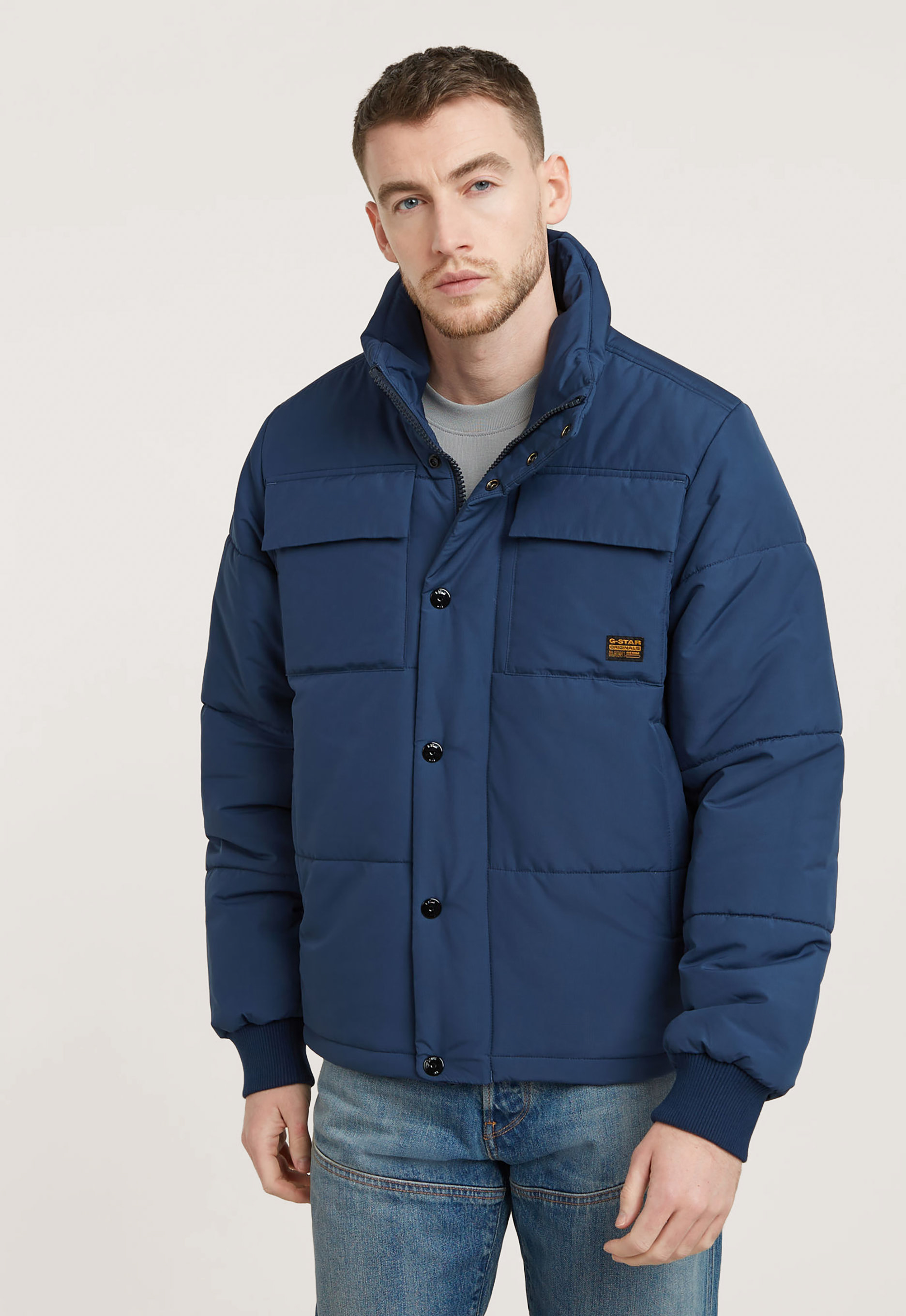 G-Star RAW 4 Pocket Quilted Gewatteerd Jack Midden blauw Heren