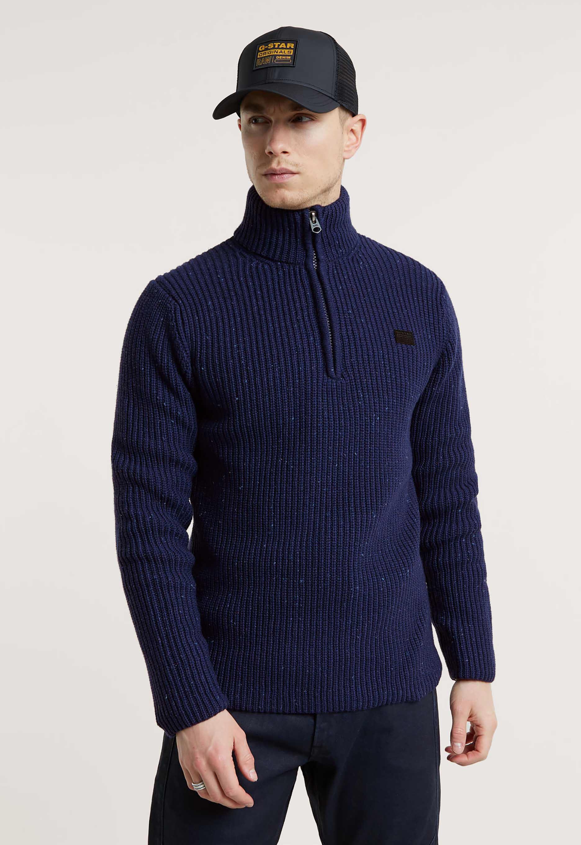 G-Star RAW Skipper Trui Double Collar Donkerblauw Heren