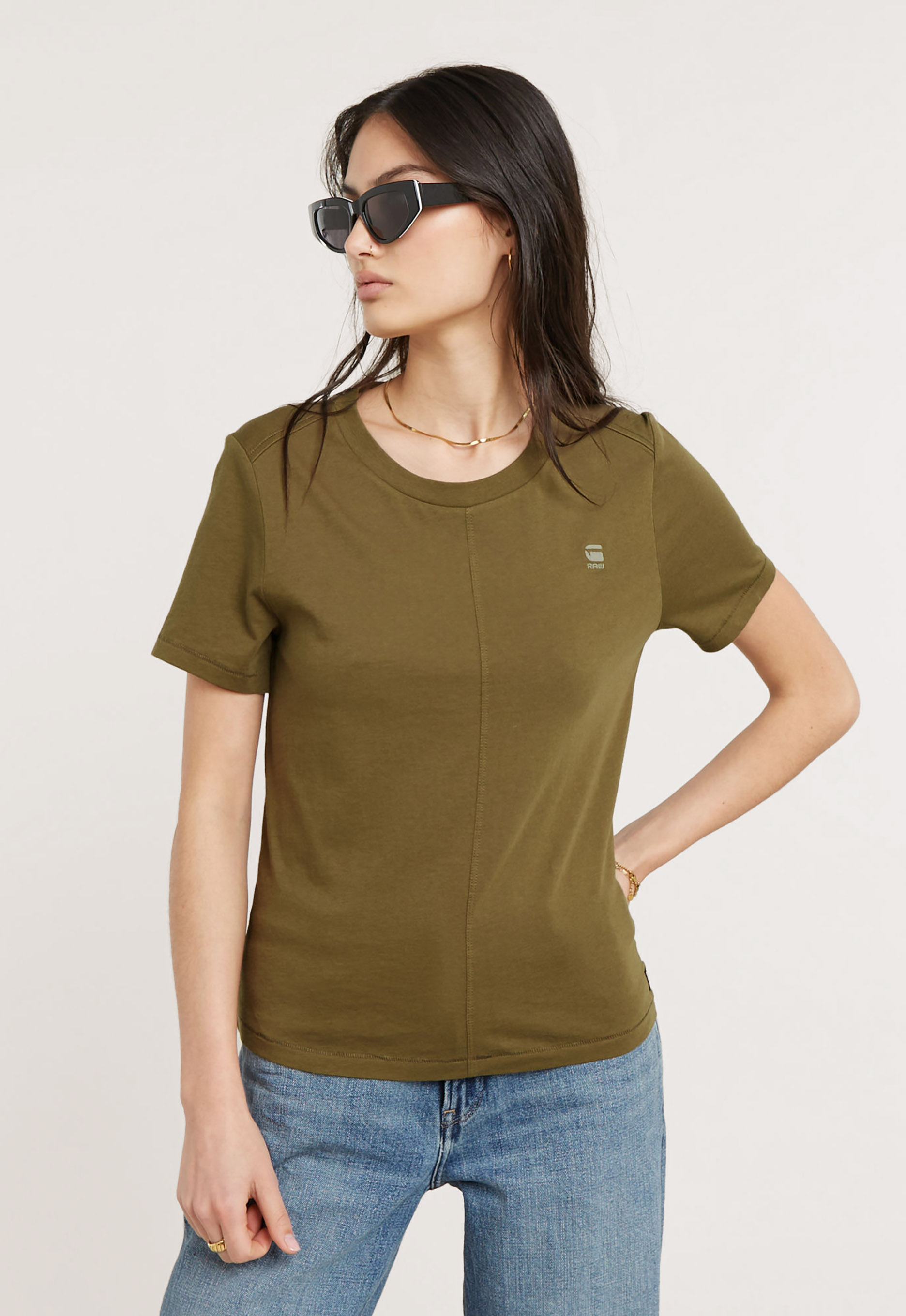 G-Star RAW Front Seam Top Groen Dames