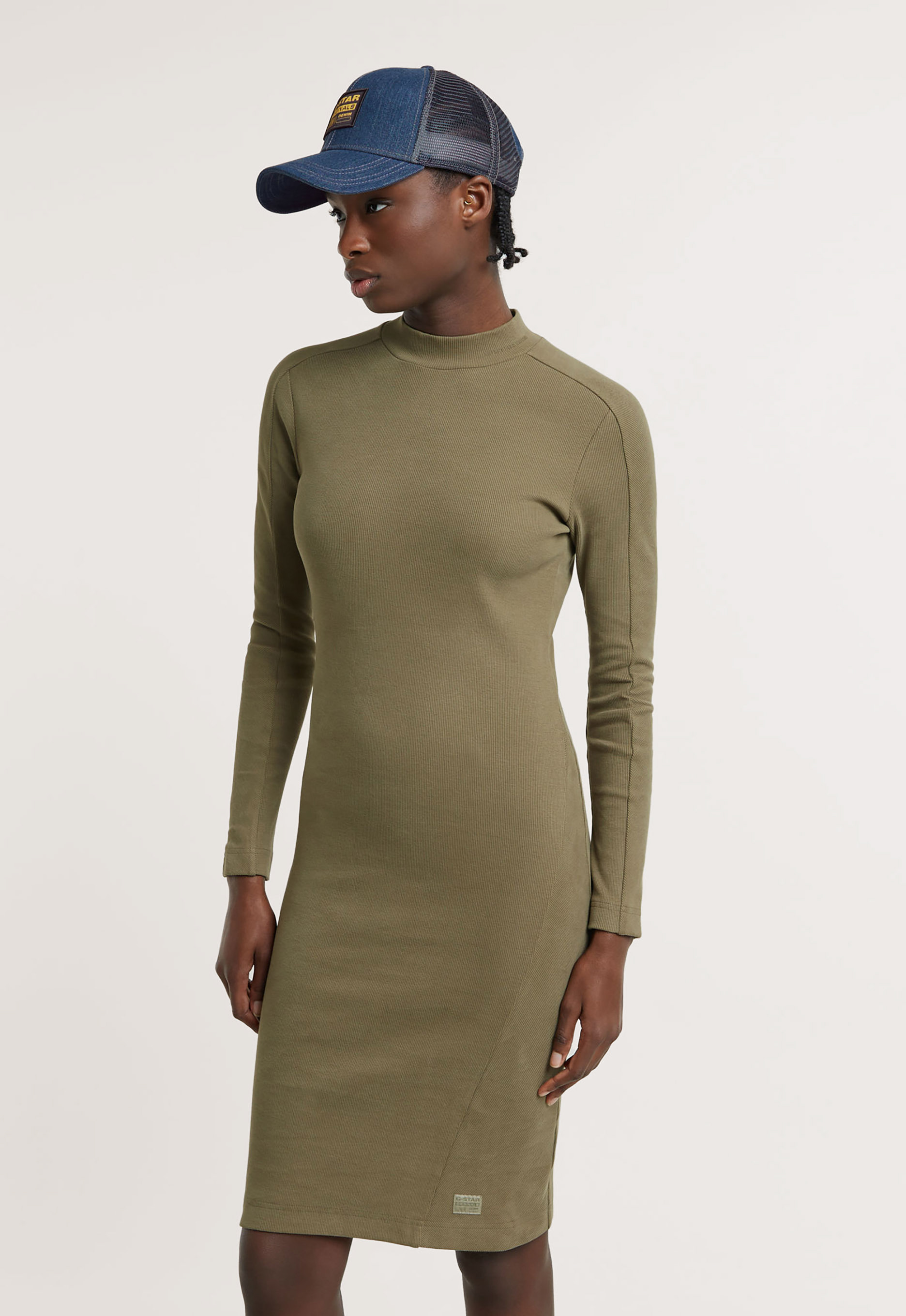 G-Star RAW Ergonomic Slim Rib Jurk Groen Dames
