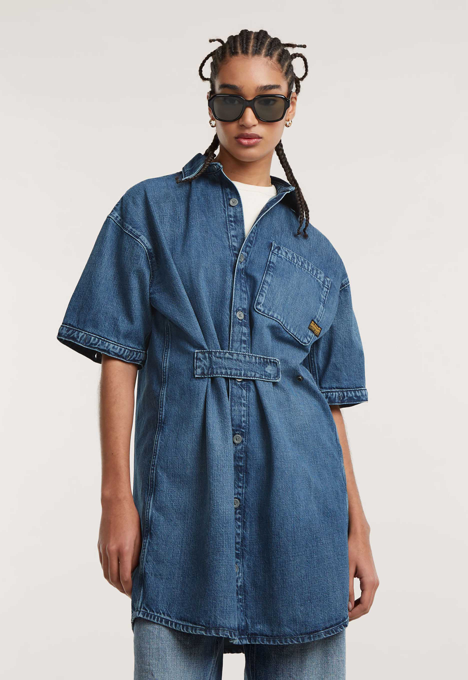 G-Star RAW Modular Blousejurk Midden blauw Dames