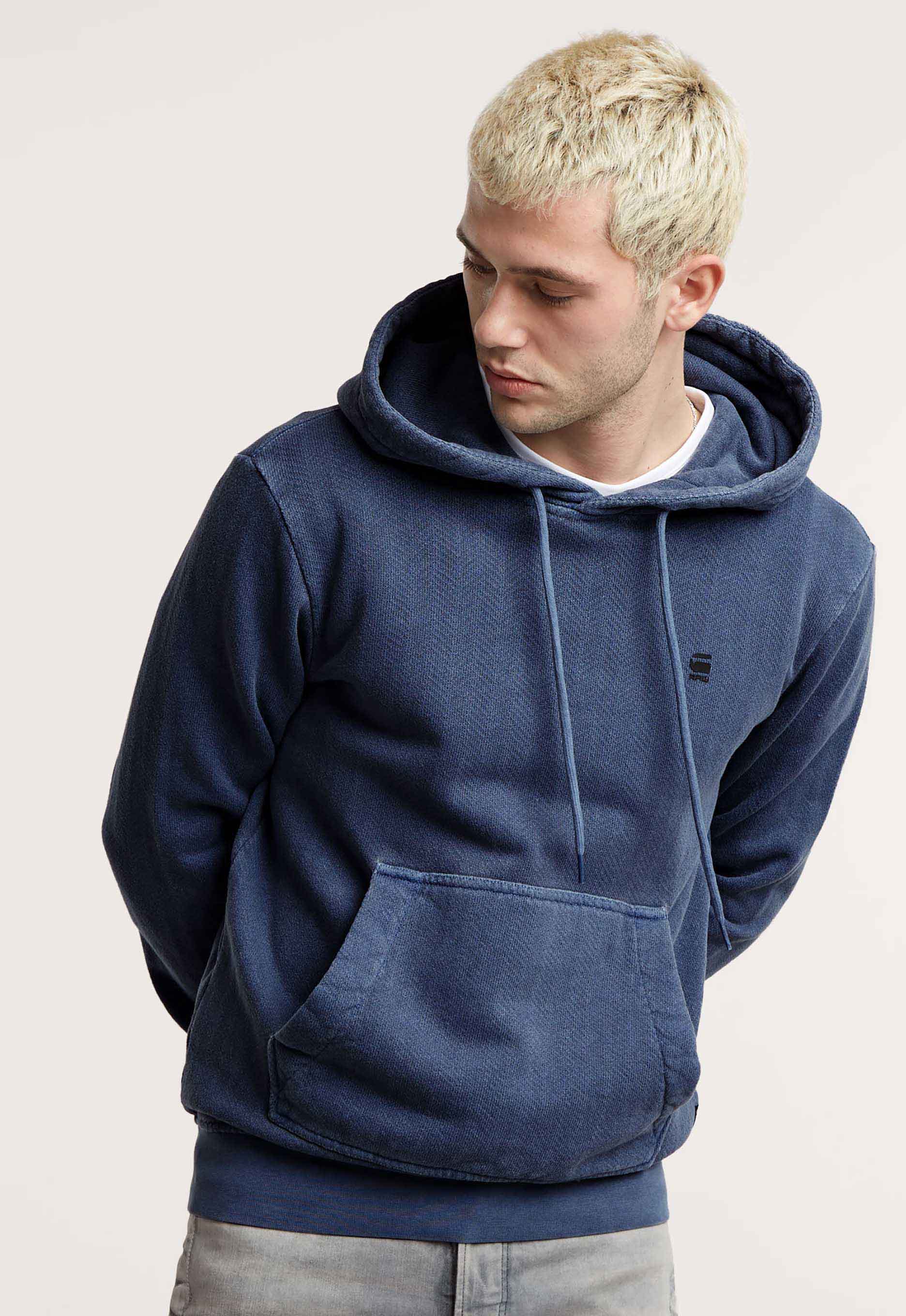 G-Star RAW Overdyed Hoodie Midden blauw Heren