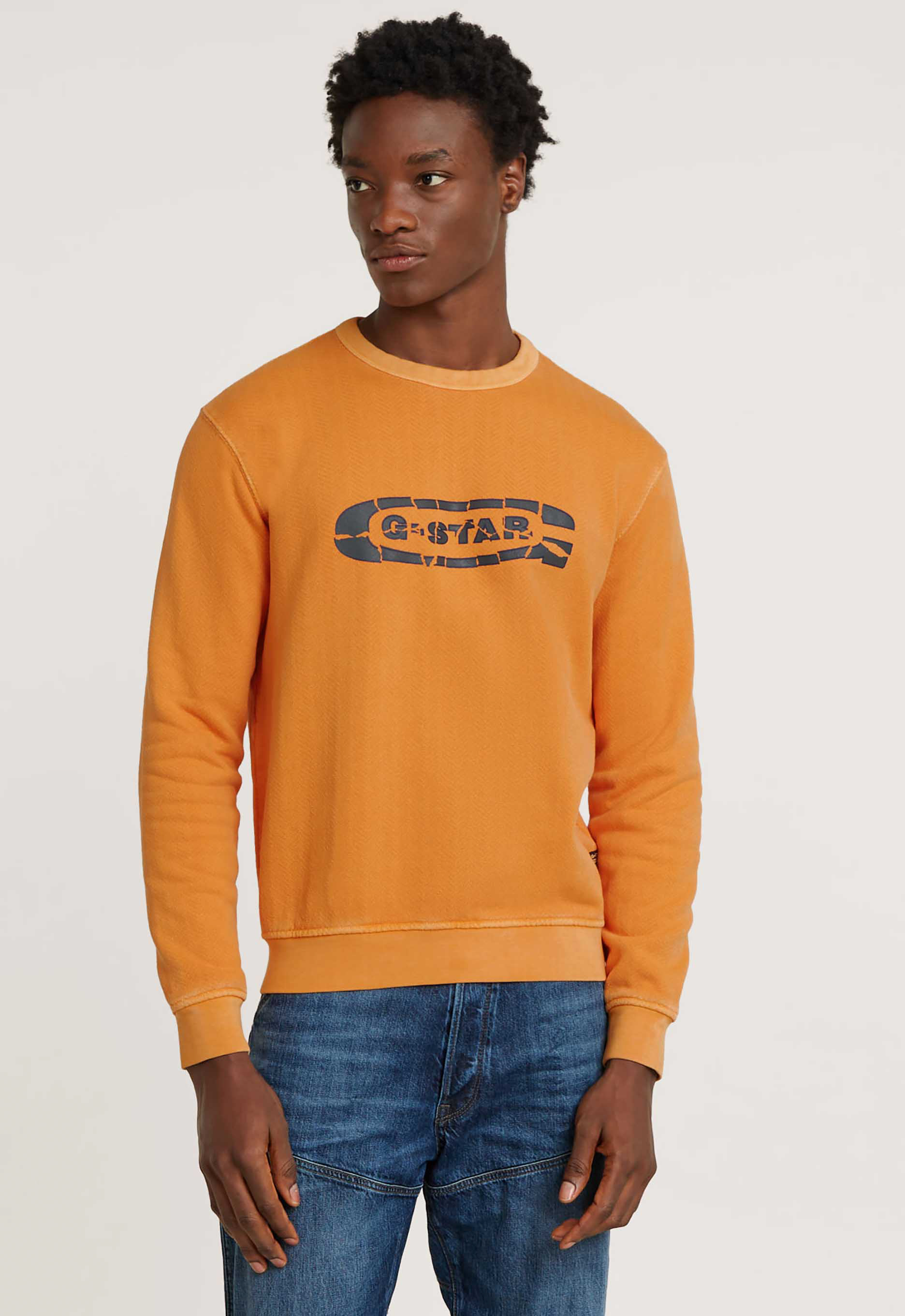 G-Star RAW Destroyed Washed Sweater Oranje Heren