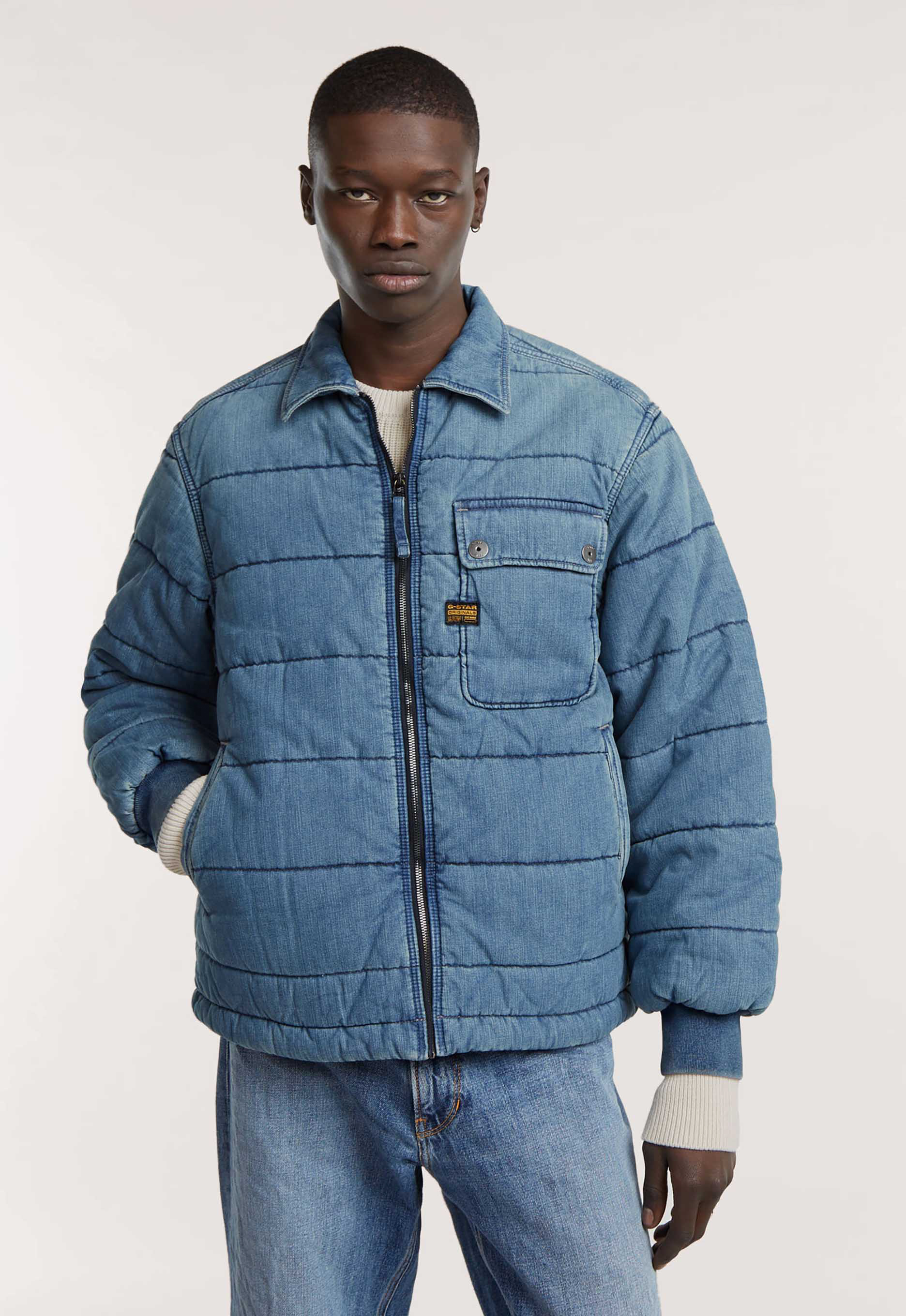 G-Star RAW Gewatteerd Bomberjack Zip Midden blauw Heren