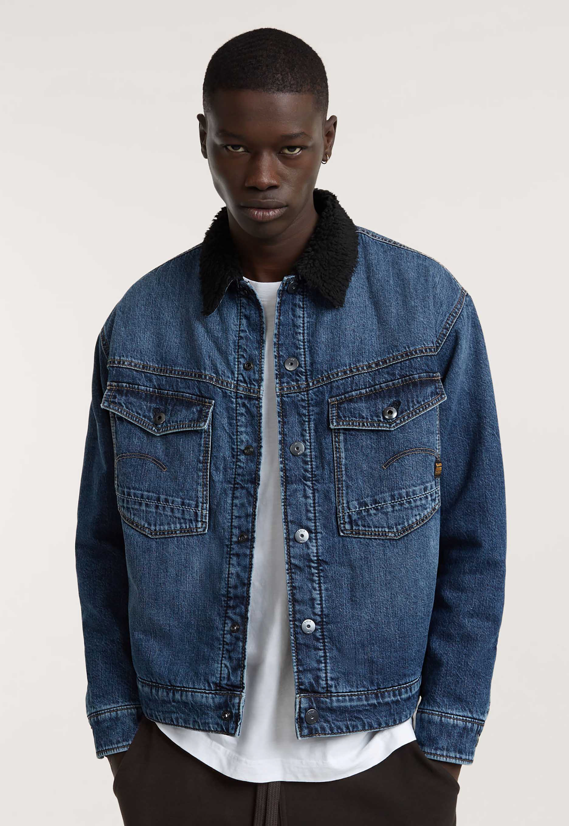G-Star Raw Jeansjack met voering van imitatiebont