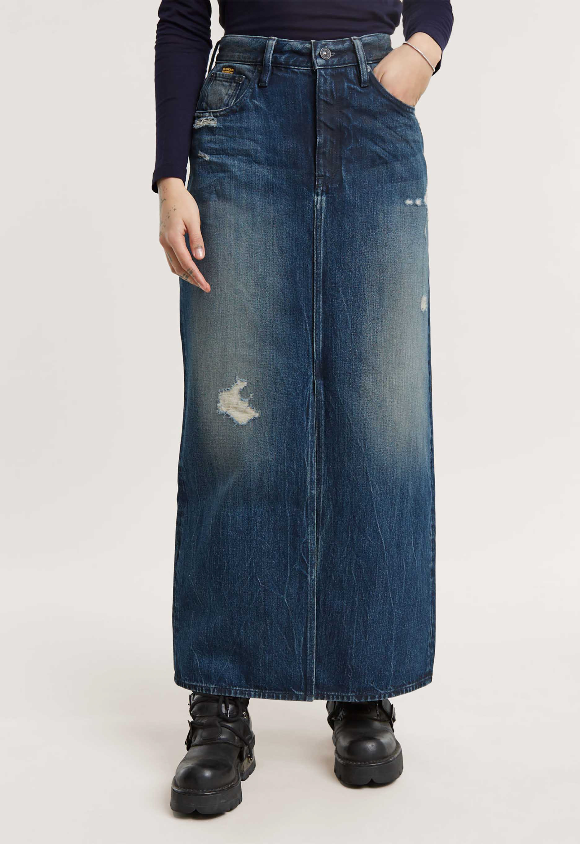 G-Star RAW Lange Rok Viktoria Donkerblauw Dames
