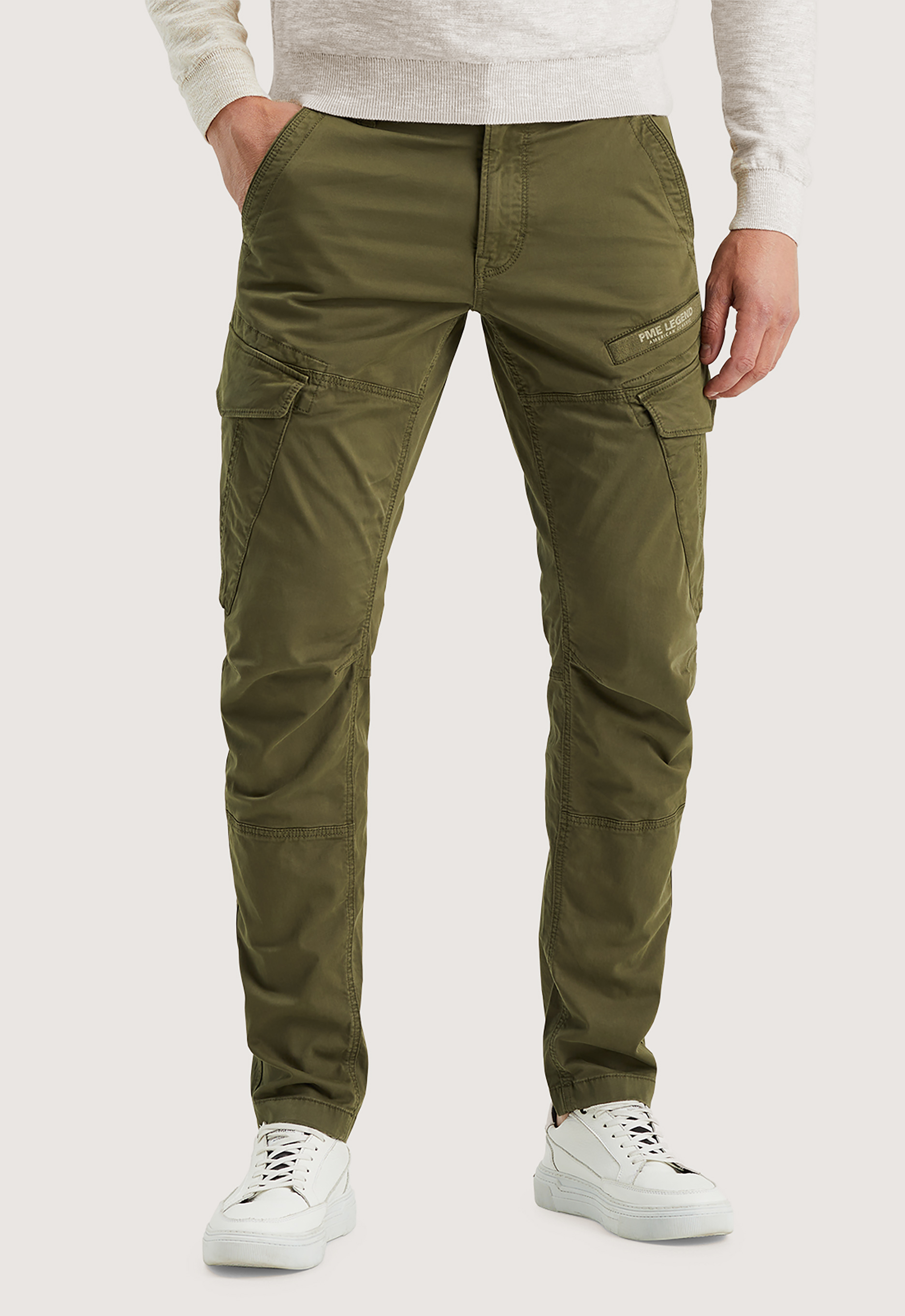 PME Legend Slim fit cargobroek met labeldetail model 'NORDROP'