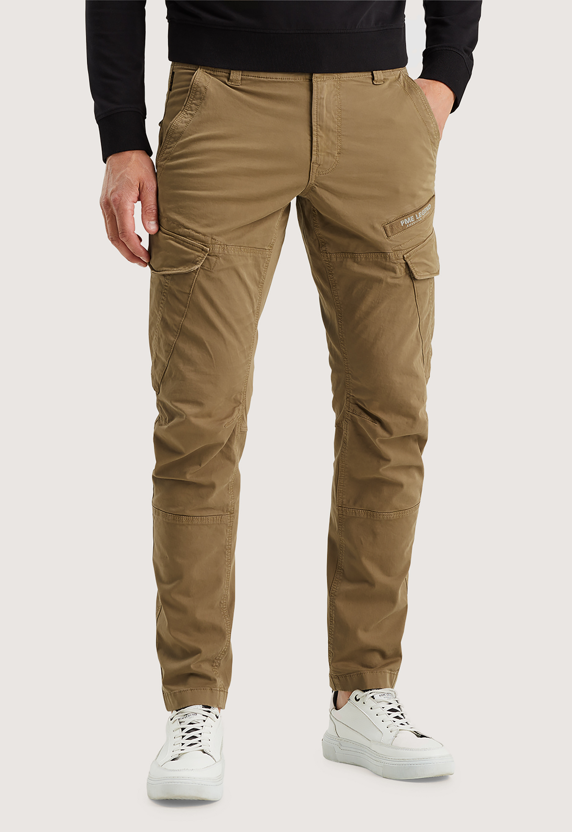 PME Legend Slim fit cargobroek met labeldetail model 'NORDROP'
