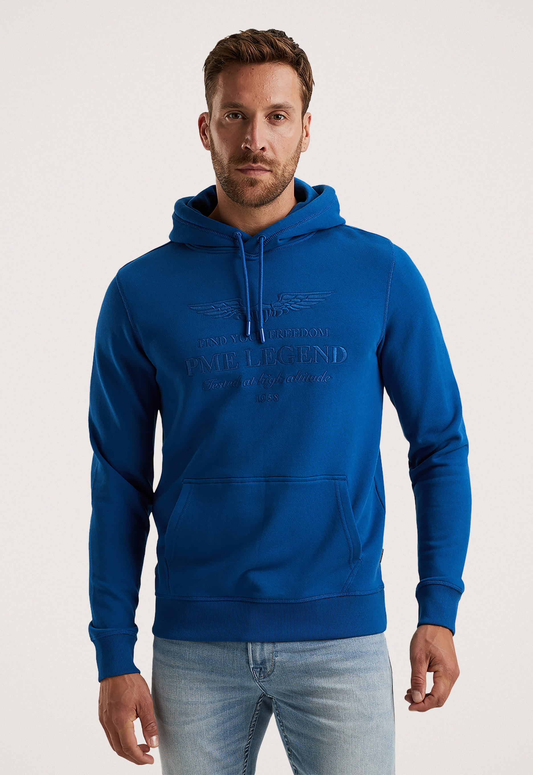 PME Legend Stijlvolle hoodie met zachte badstof capuchon Blue Heren
