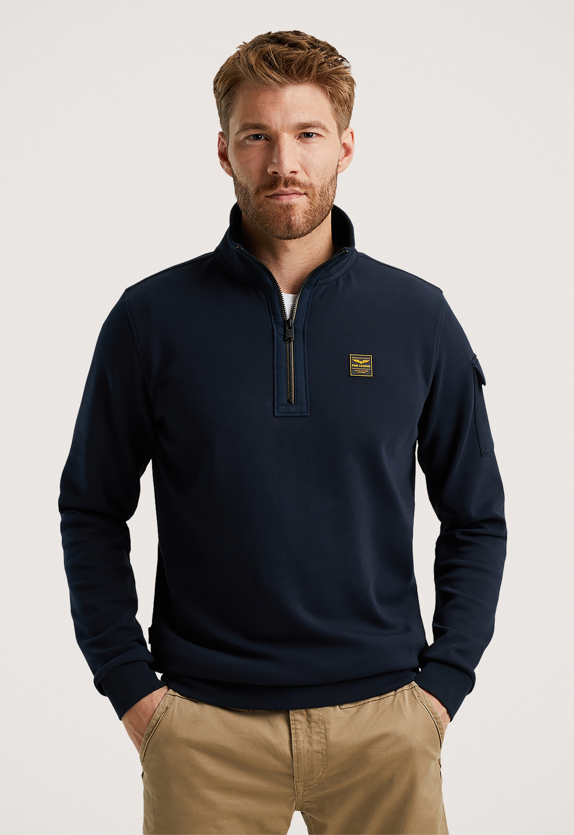 PME LEGEND Heren Truien & Vesten Half Zip Collar Interlock Jersey Blauw