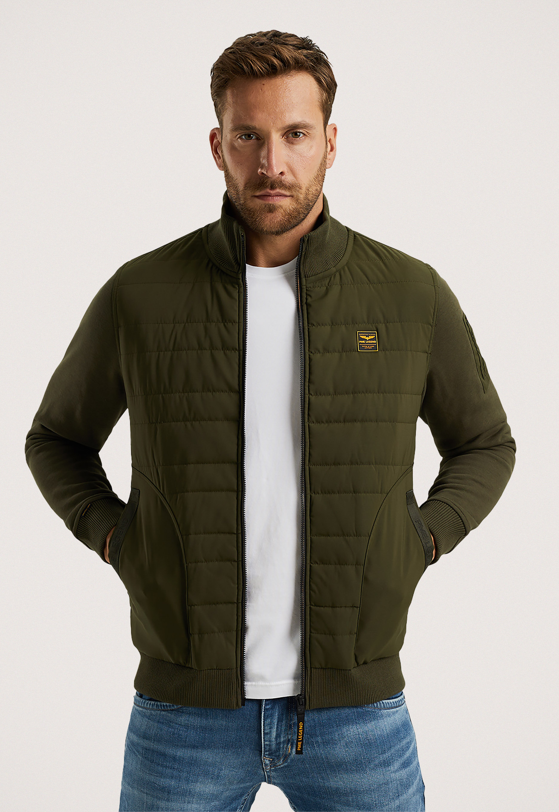 PME LEGEND Heren Jassen Zip Jacket Hybrid Sweat Groen