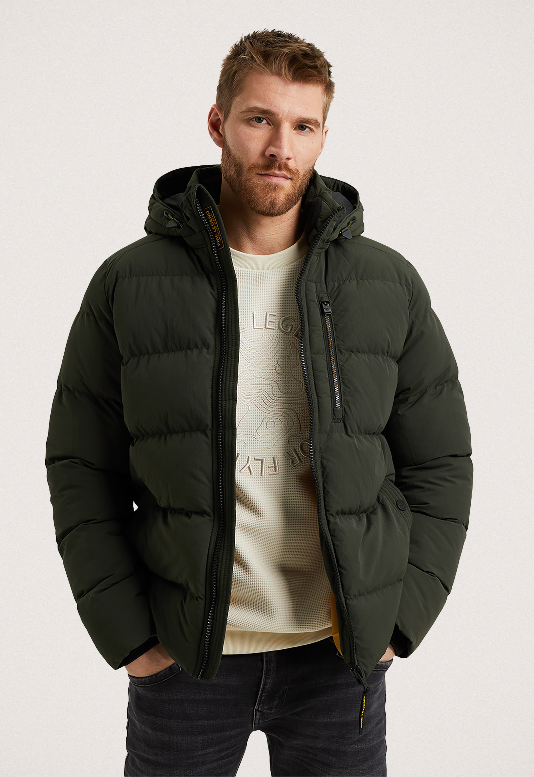 PME Legend Korte Crunchy Jas Synthetische Stijl Green Heren