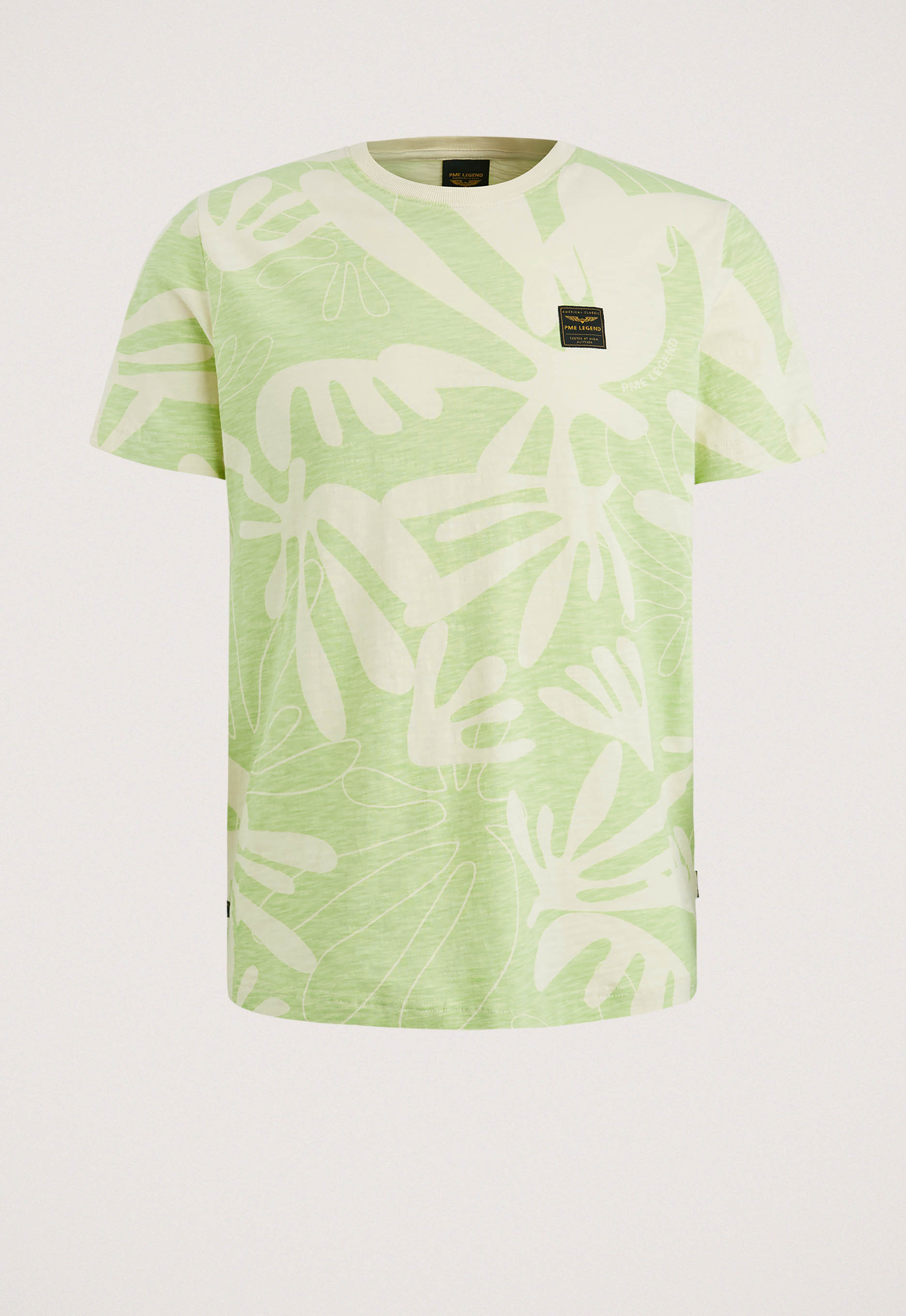 PME Legend T-shirt met all over print lichtgroen