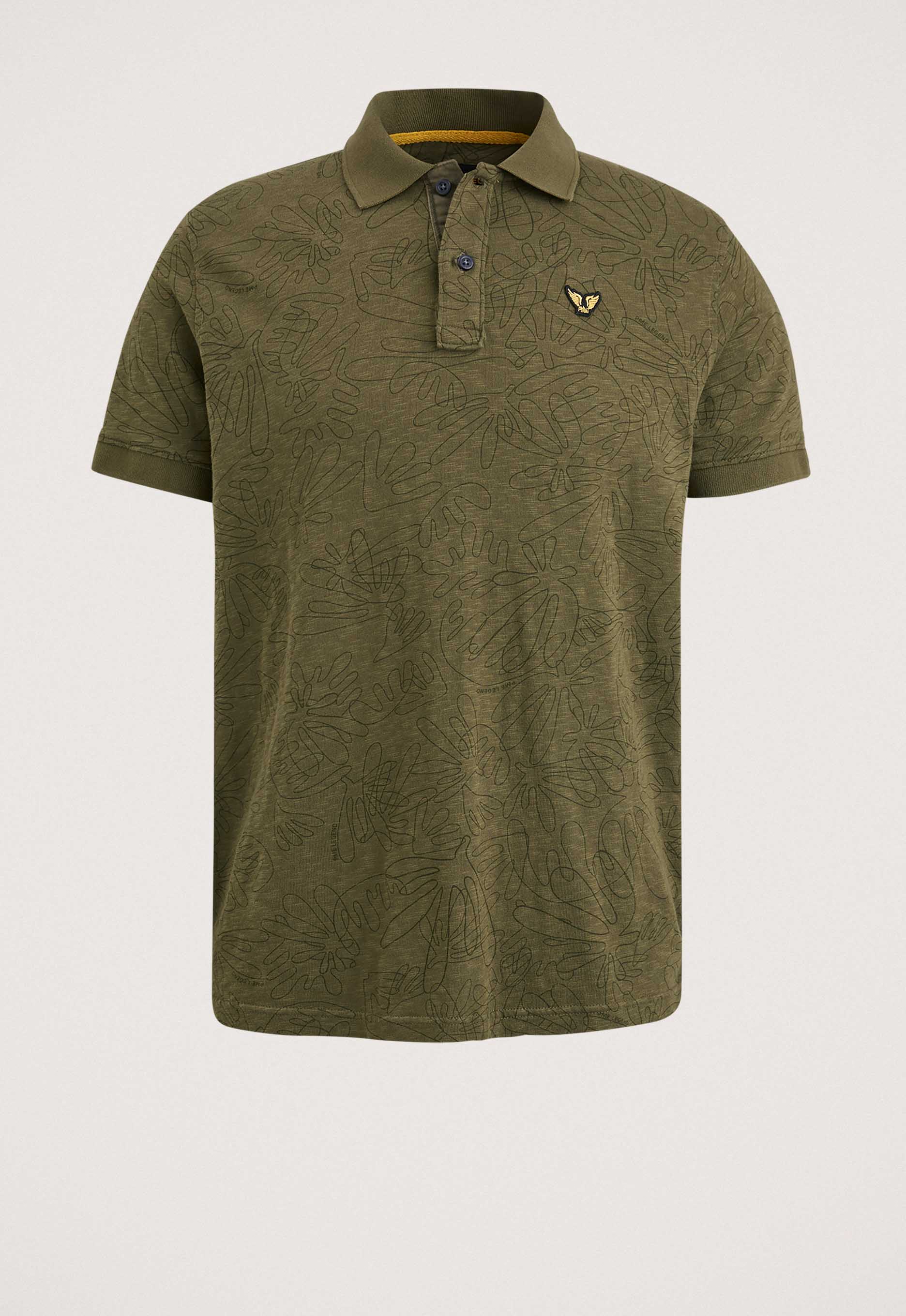 PME Legend regular fit polo met all over print groen