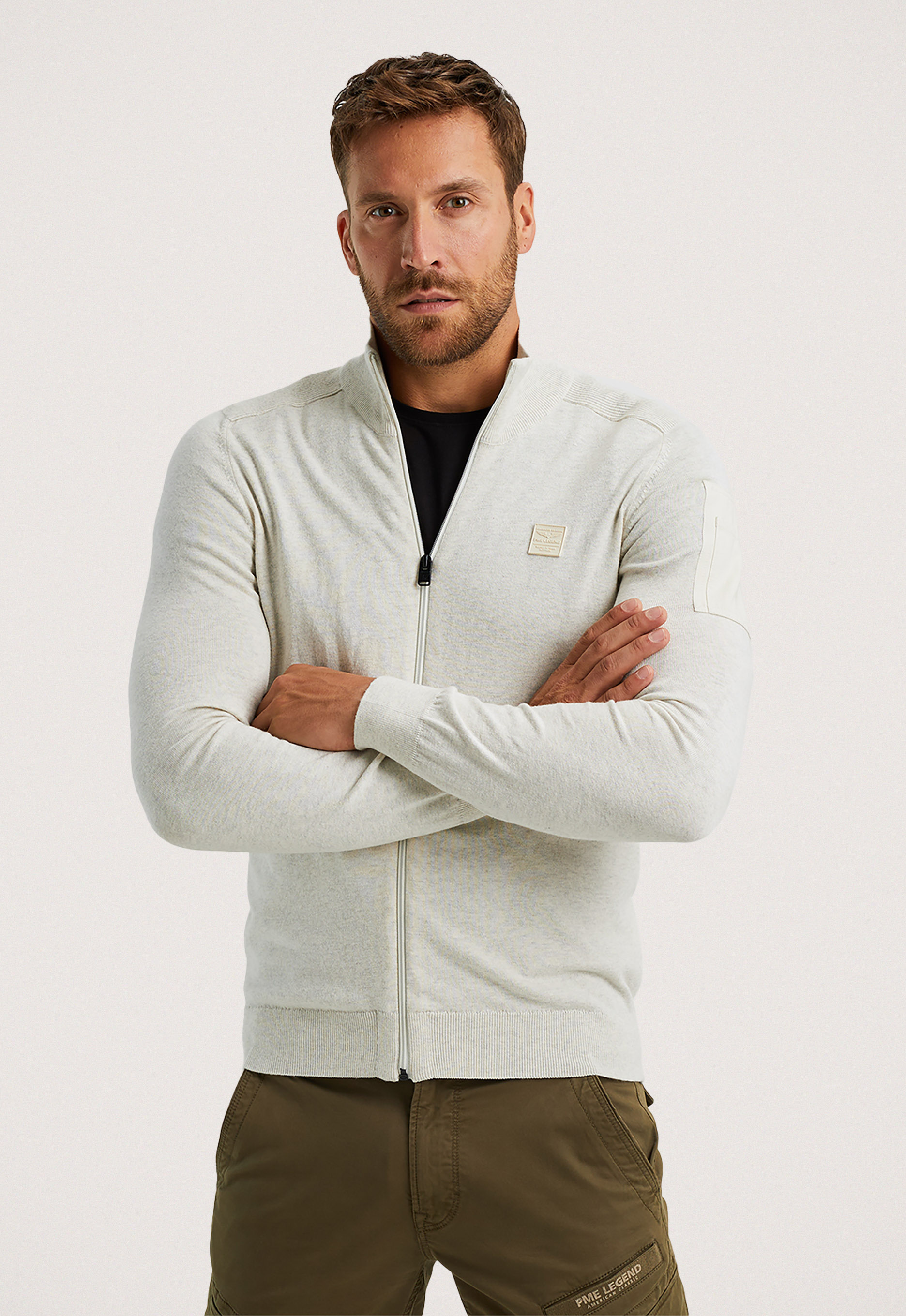 PME Legend Buckley Zip Cardigan Beige Heren