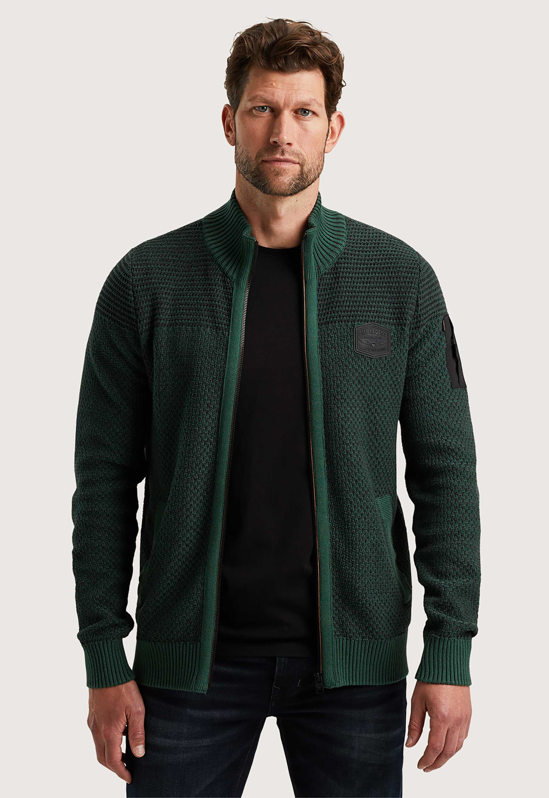 PME Legend Katoenen Ritsjack met Structuur Green Heren