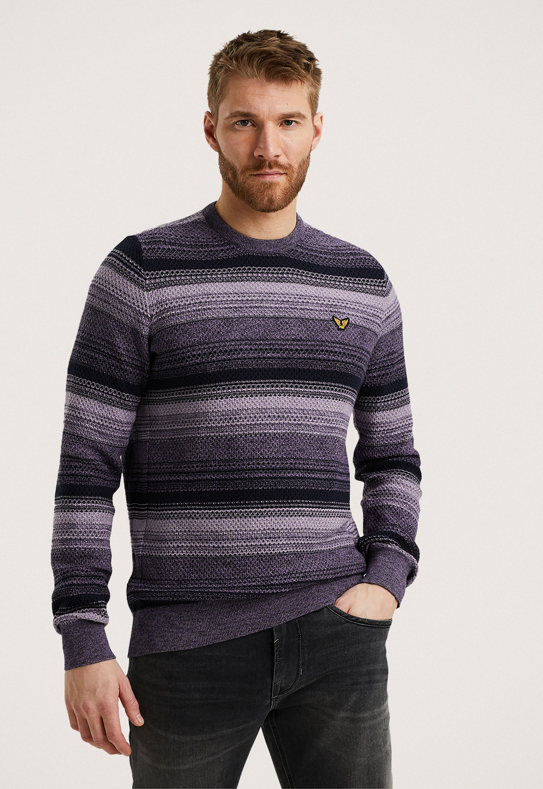 PME Legend Katoen Gradient R-Neck Pullover Purple Heren