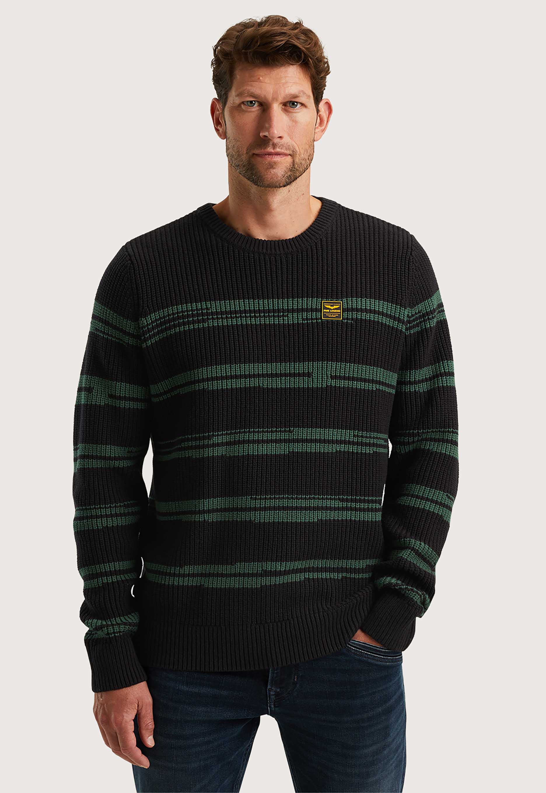 Pme legend R-neck Cotton Blended Stripe Trui