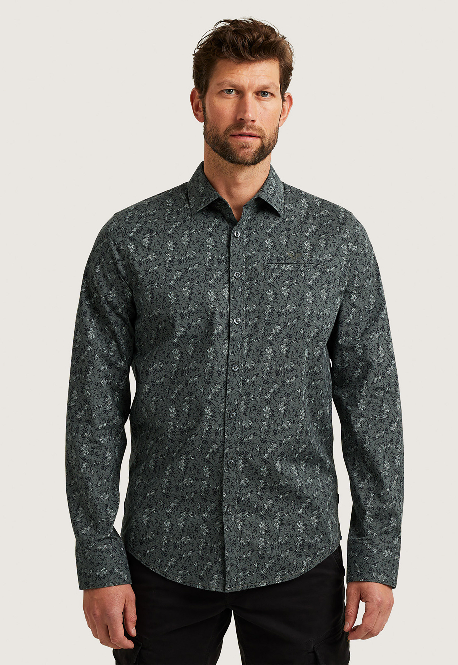 Pme legend Print On Poplin Stretch Overhemd