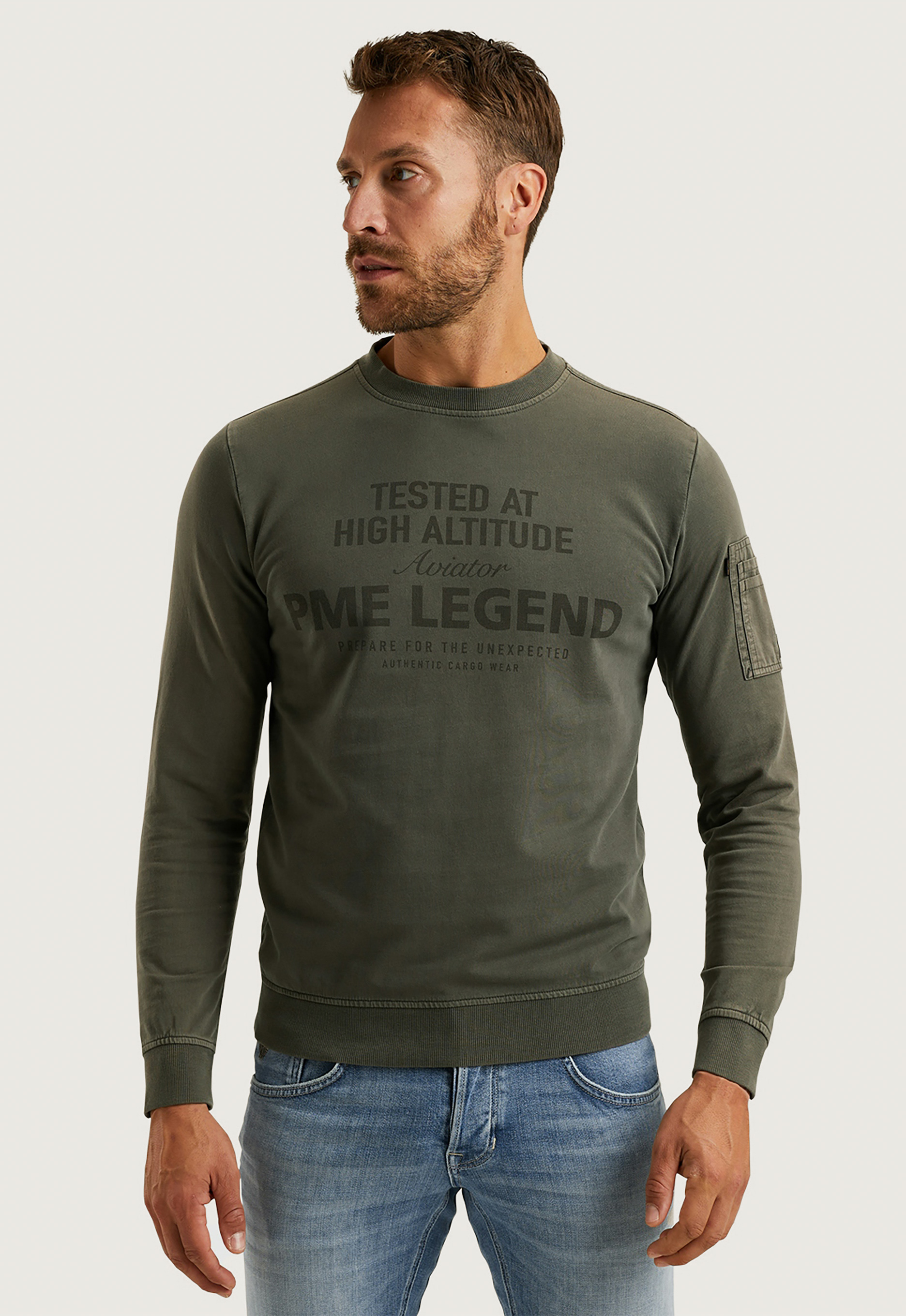 PME Legend Ronde Hals Terry Sweatshirt Green Heren