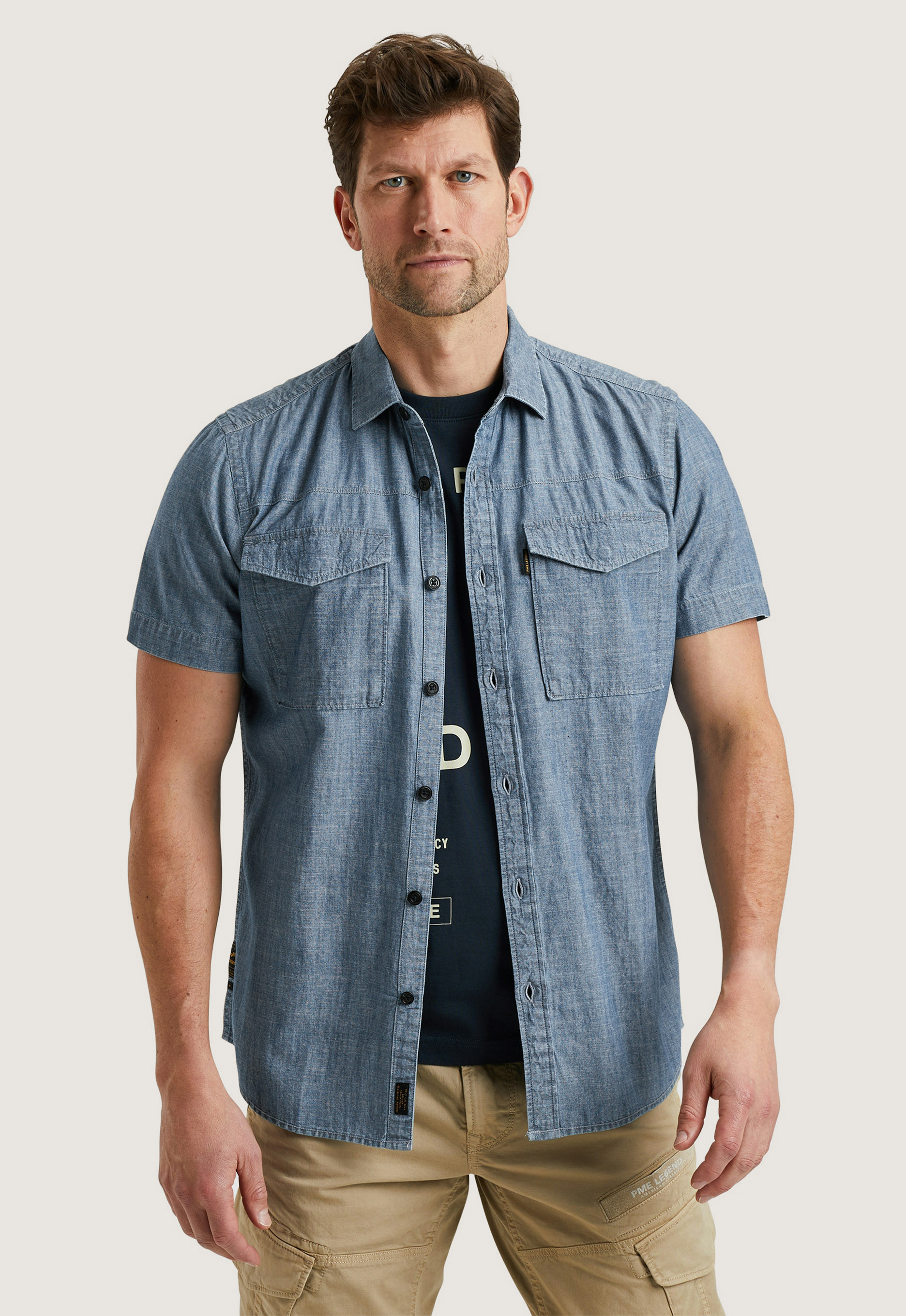 PME Legend denim casual overhemd blauw