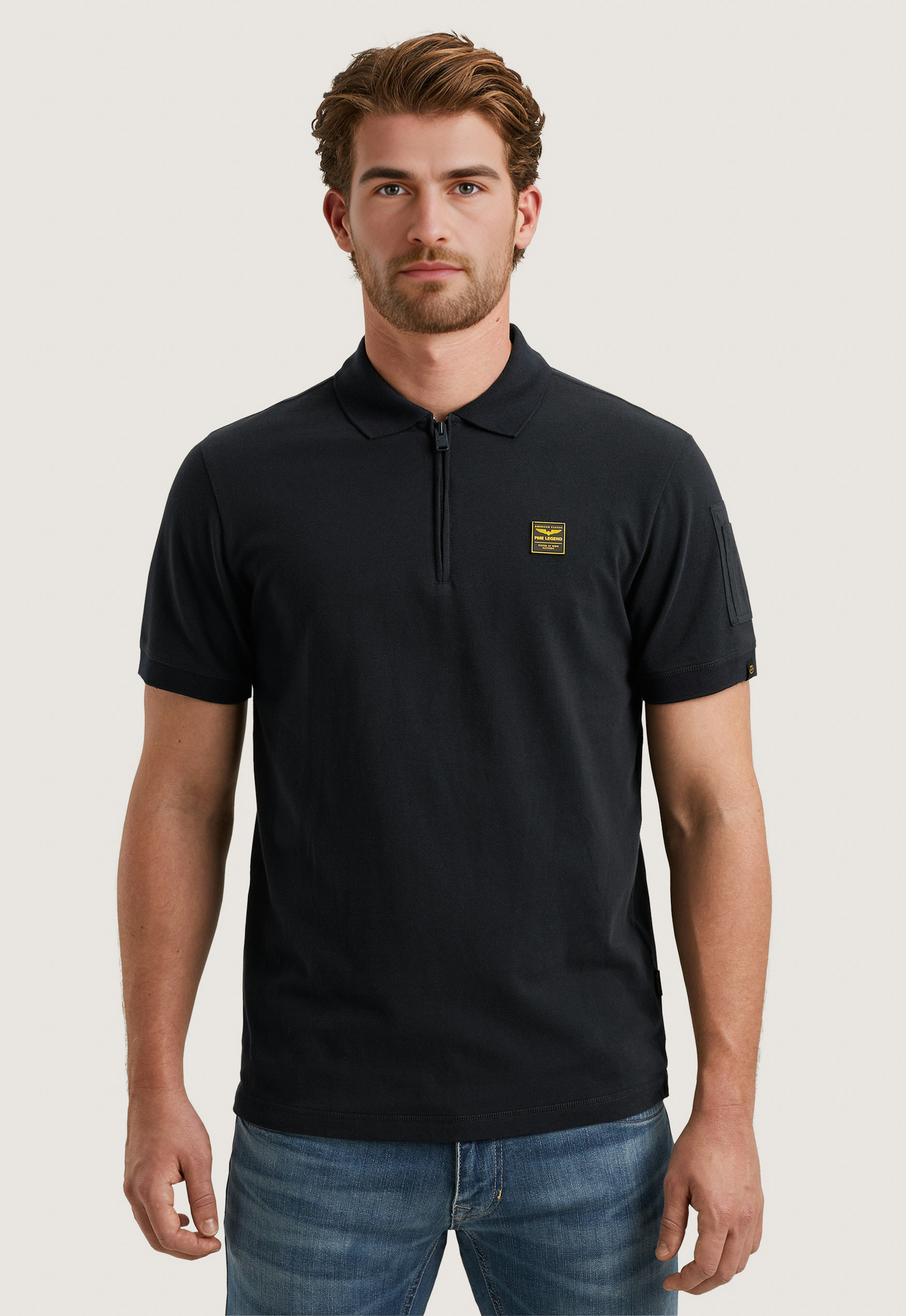 PME Legend Half-Zip Poloshirt Piqué Interlock Navy