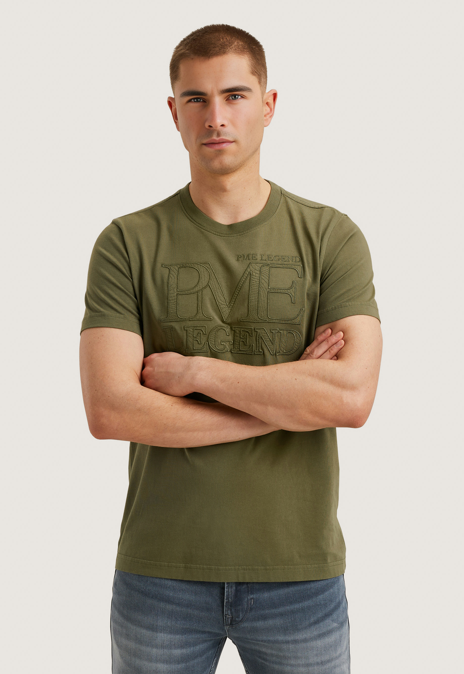 PME LEGEND Heren Polo's & T-shirts Single Jersey Olijf