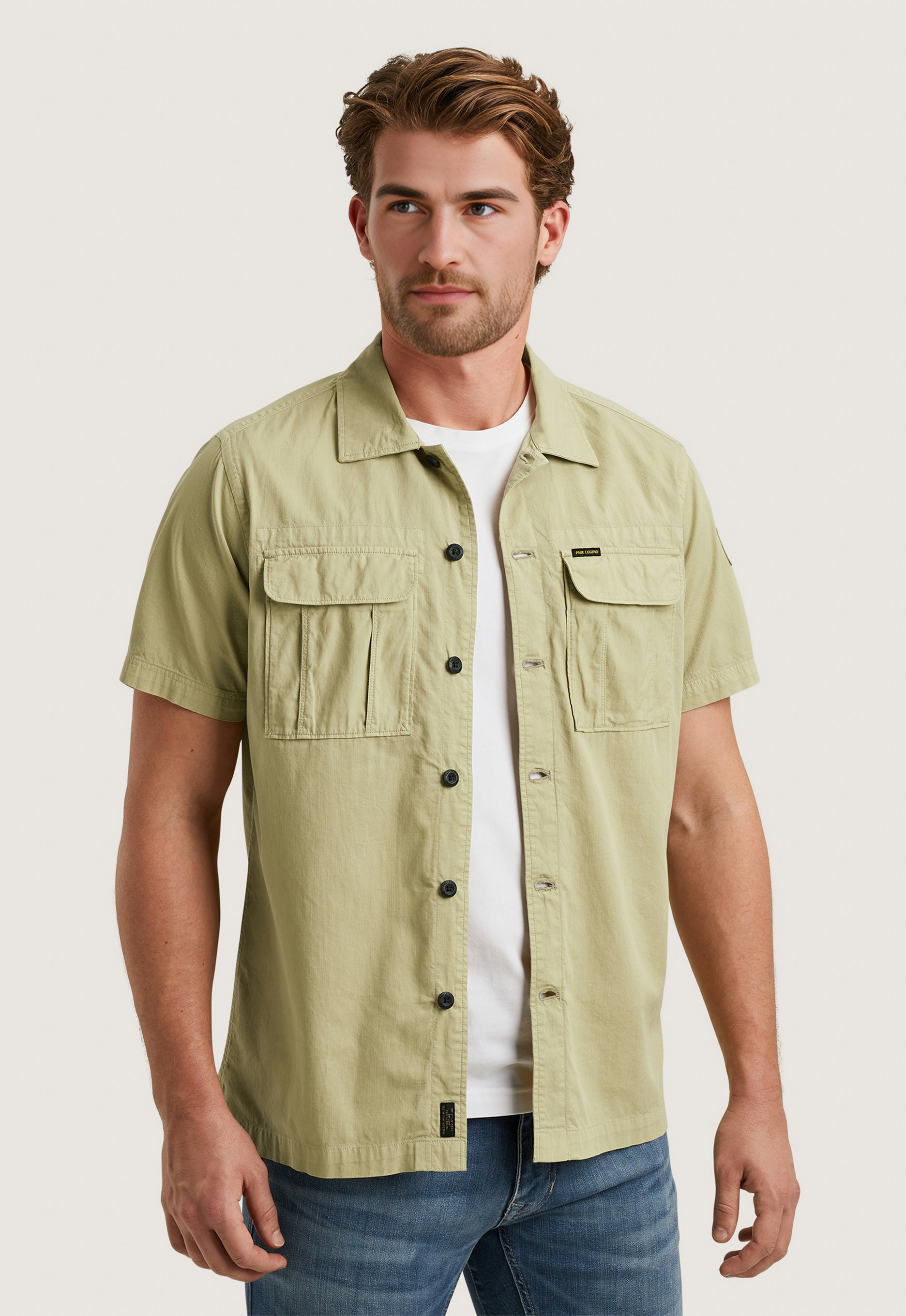 PME Legend Short Sleeve Overhemd Bedford Groen