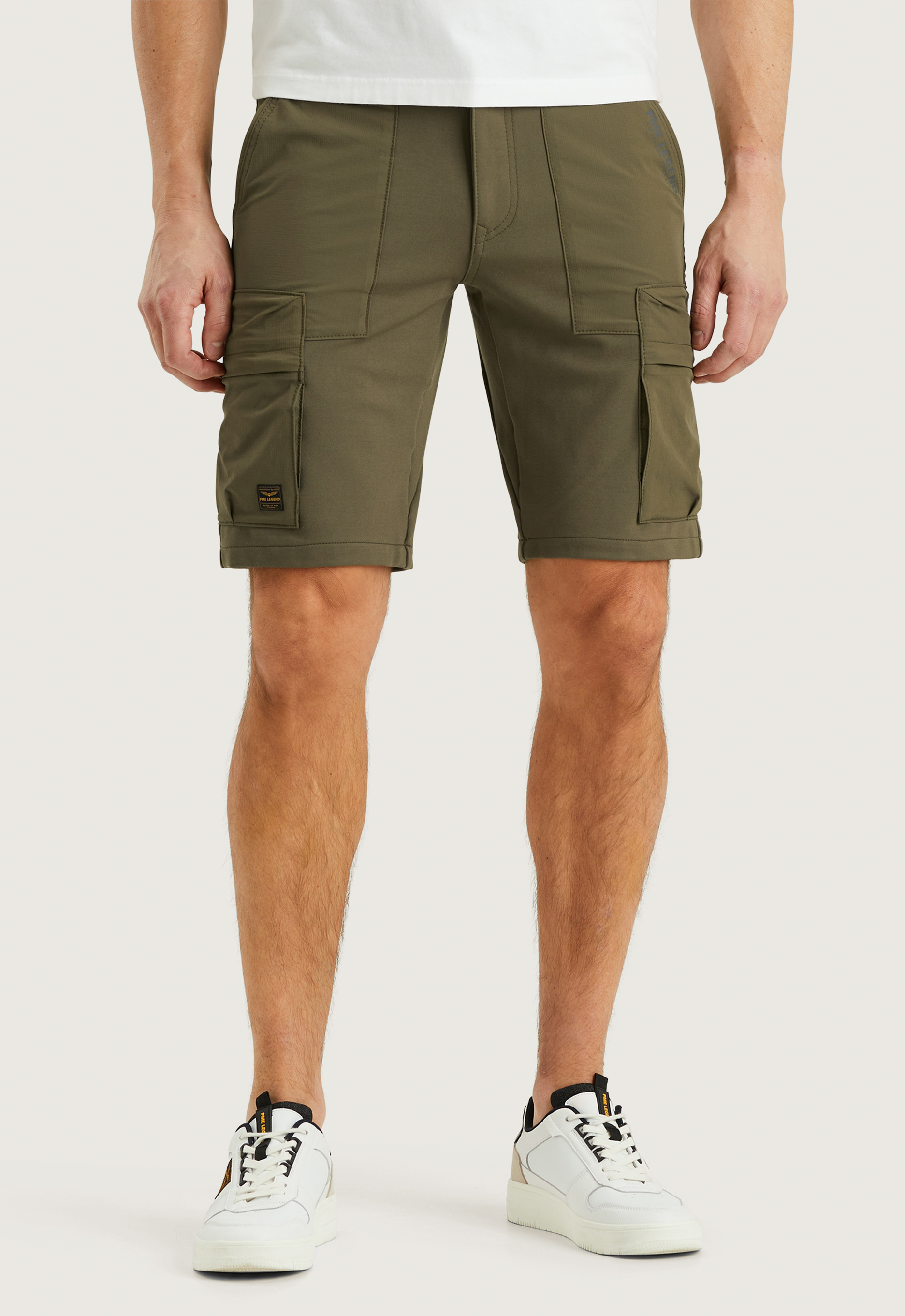 PME Legend Regular fit korte cargobroek met elastische band model 'AIRYLON'